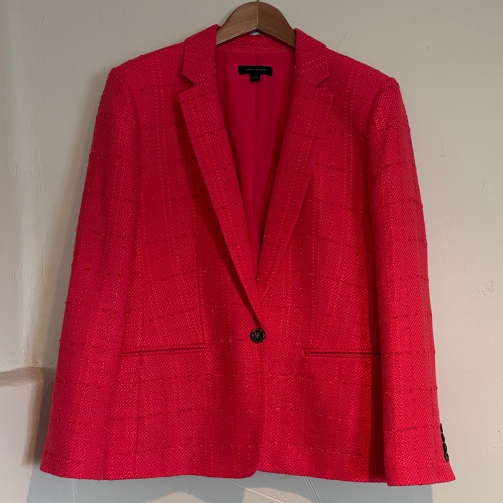 Ann Taylor Bold Coral Pink Blazer